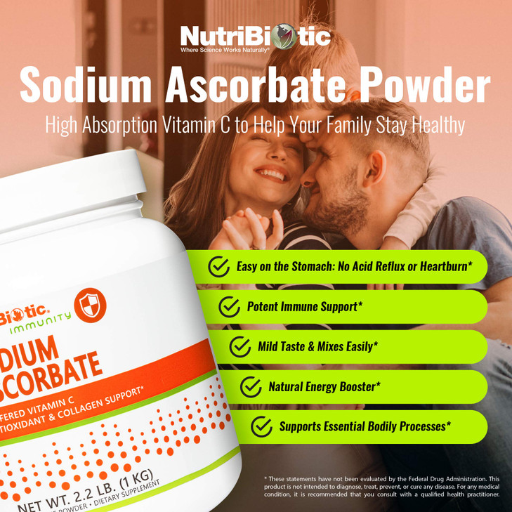 NutriBiotic - Sodium Ascorbate Buffered Vitamin C Powder, 2.2 Lb | Vegan, Non-Acidic & Easier on Digestion Than Ascorbic Acid | Essential Immune Supp