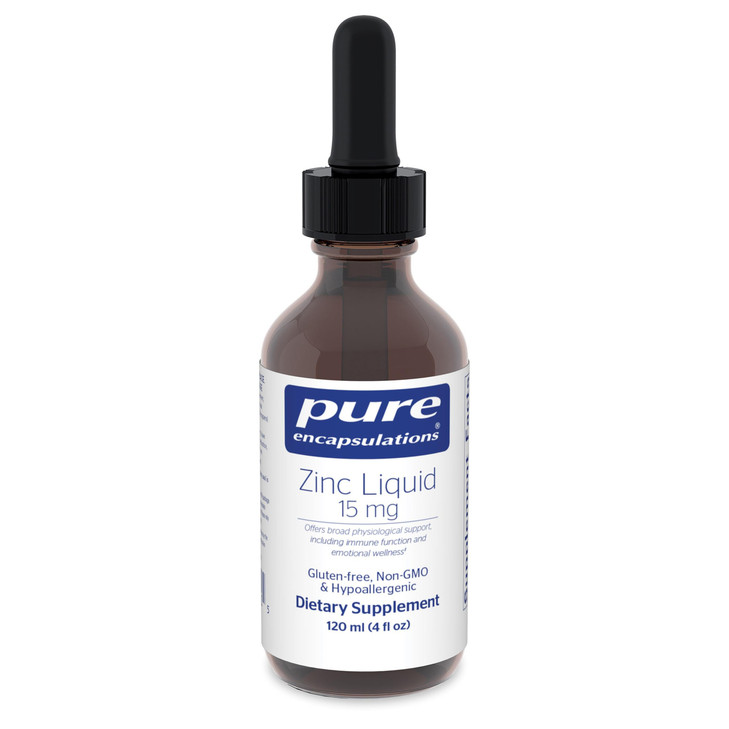 Pure Encapsulations Zinc Liquid 15 mg | Zinc Gluconate Hypoallergenic Supplement for Immune Support | 4 fl. oz.