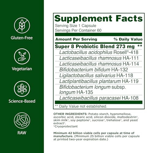 Flora - Super 8 Hi-Potency Probiotic - Daily Probiotic for Gut & Digestive Health - 42 Billion CFU - Contains Lactobacillus & Bifidobacterium Strains