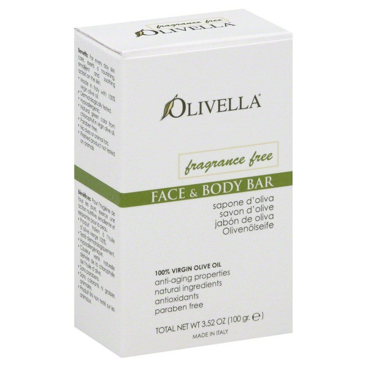 Olivella Face and Body Soap,Raw fragrance free, All-natural 100 Percent Virgin Olive Oil From Italy, 3.52-oz Bars (Pack of 12) by Olivella