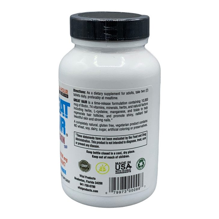 Vitol Great Hair Time Released 10,000 mcg Biotin, 120 Tablets