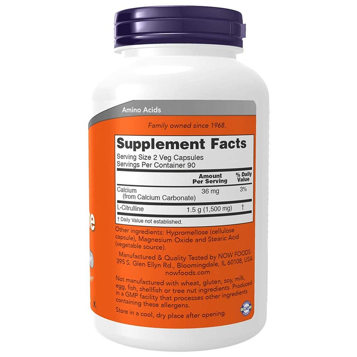 NOW Foods L-Citrulline 750 mg - 180 Capsules