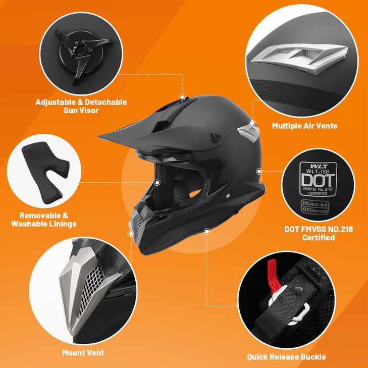 OUMURS Adult Dirt Bike Helmet with Goggles Gloves & Mask Adjustable Sun Visor Motorcycle Adult ATV Helmet Off-Road Motocross Downhill Moped MX BMX fo