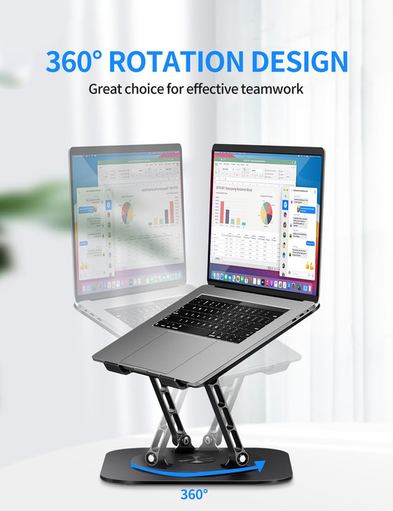AOEVI Adjustable Laptop Stand with 360 Rotating Base, Computer Stand for Laptop Ergonimic Foldable Laptop Riser for Desk Compatible with MacBook Pro/