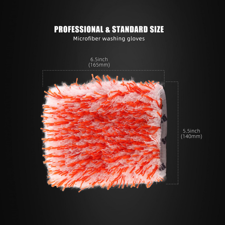 SPTA Microfiber Car Wash Mitt for Small Area, 5Pcs Ultra Absorbent Car Wash Gloves, Plush Fiber Cloth Material, Safe Washing with Any Soap, Bucket, F