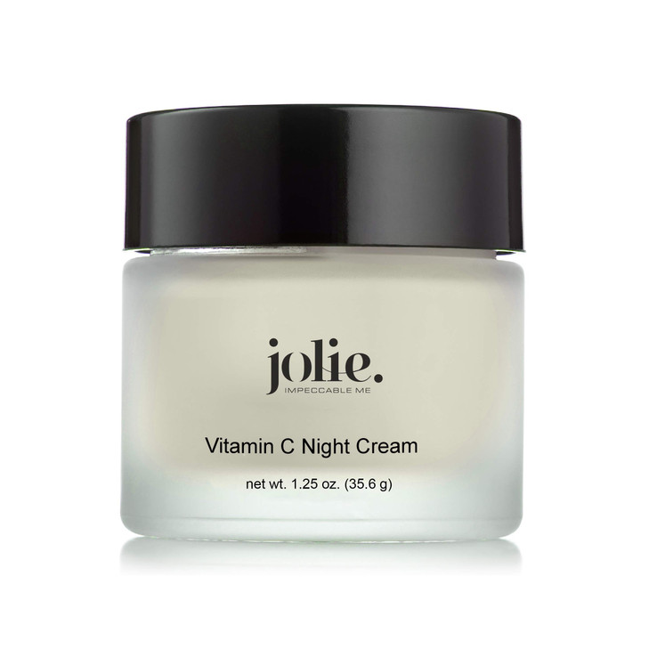Jolie Vitamin C Night Cream, L-Ascorbic Acid Brightening Face & Neck Moisturizer With Ceramides