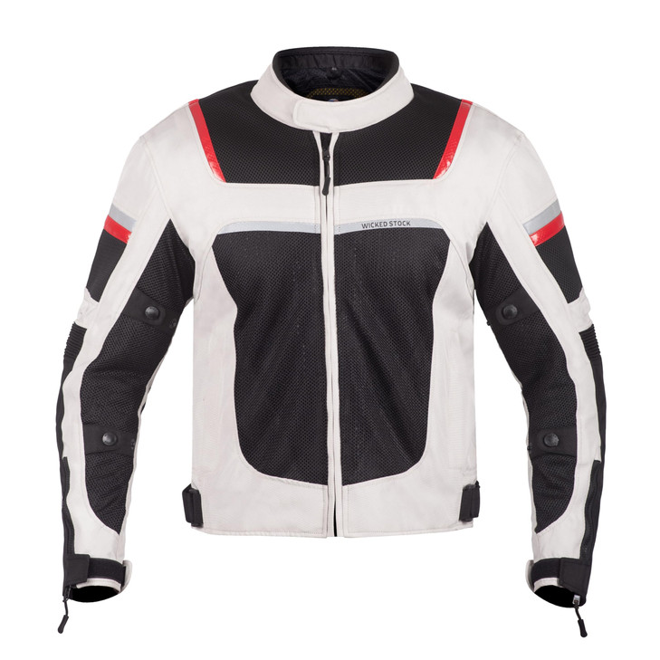 WICKED STOCK Mesh Armored Motorcycle Jacket Men - CE Level 2 Reflective Enduro Jacket - Mens Motorcycle Jacket with Adjustable Biceps & Forearms - Bi