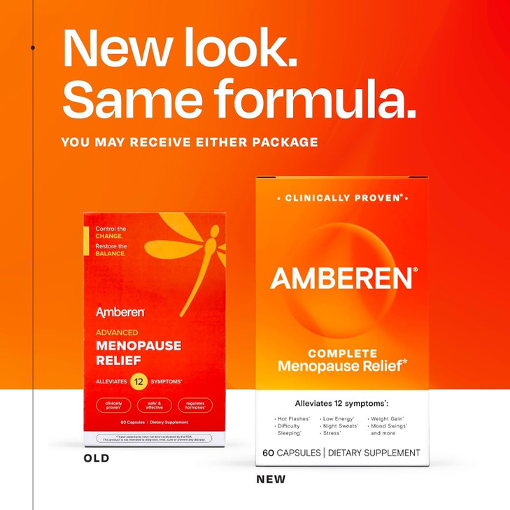 Amberen Menopause Supplement for Women, 120 Capsules, Clinically Proven, Helps Support Hormone Balance, Helps Relieve 12 Menopause Symptoms: Hot Flas