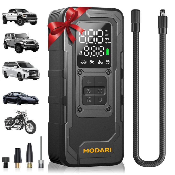 MODARI Tire Inflator Portable Air Compressor - 4X Faster 160 PSI Portable Air Pump for Cars - Cordless Tire Inflators with Gauge - Portable Tire Infl