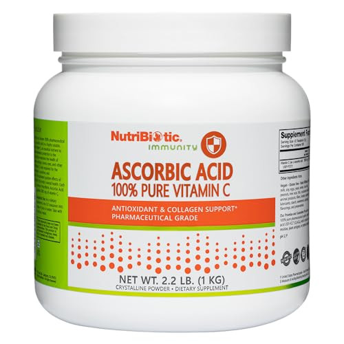 NutriBiotic Ascorbic Acid Vitamin C Powder, 2.2 Lb | Pharmaceutical Grade L-Ascorbic Acid, 2000 Mg Per Serving | Essential Immune & Antioxidant Colla