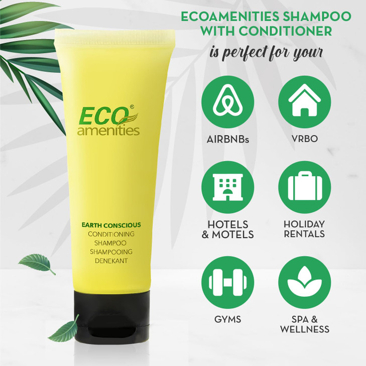 ECO Amenities Travel Size Shampoo and Conditioner Sets - 2 in 1 Hotel Shampoo and Conditioner Supplies for Guests - Refreshing Bulk Travel Size Toile