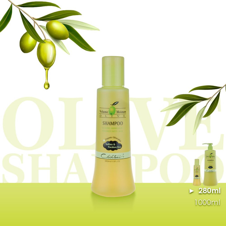 Chihtsai Olive Shampoo, Gentle Cleanse and Locks in Moisture w/PH-balanced Formula | Sulfate-, Paraben-Free for Color-Treated Hair - 280ml/8.3 Fl oz