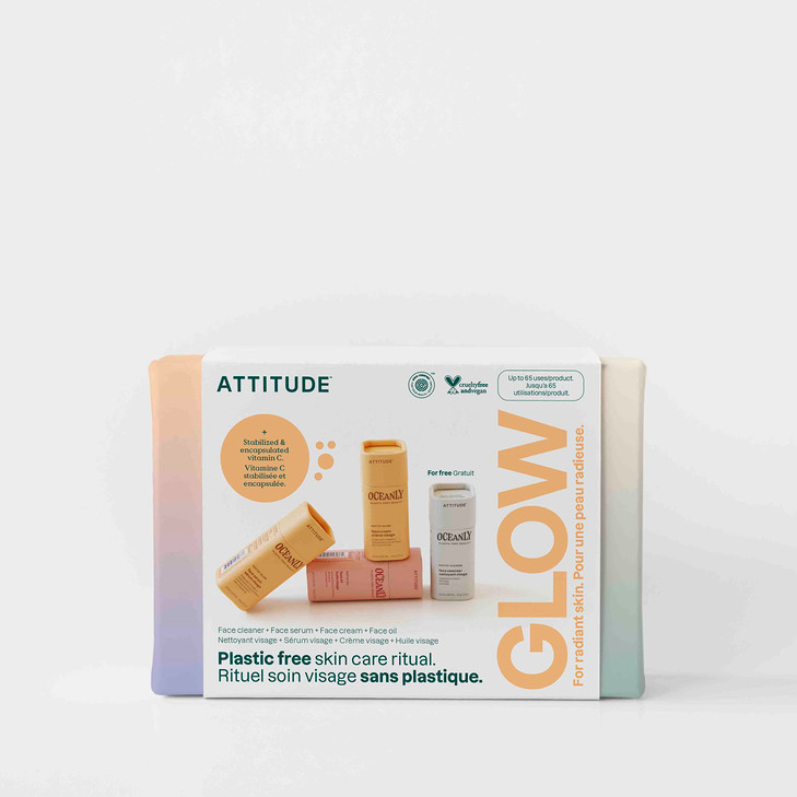 ATTITUDE Oceanly Radiant Skin Daily Facial Care Routine Box Set, EWG Verified, Plastic-free, Plant and Mineral-Based Ingredients, Vegan and Cruelty-f