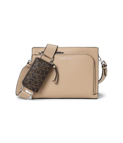 Calvin Klein Womens Bay Crossbody, Silver Mink/Brown/Khaki, One Size