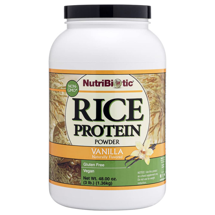 NutriBiotic  Vanilla Rice Protein, 3 Lb (1.36kg) | Low Carb, Keto-Friendly, Vegan, Raw Protein Powder | Grown & Processed Without Chemicals, GMOs or