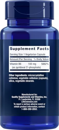 Life Extension Pyridoxal-5'-Phosphate Caps P5P 100 mg, 90 Veg Capsules (Pack of 2) - Advanced Vitamin B6 Supplement