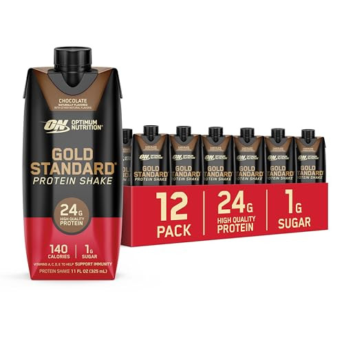 Optimum Nutrition Gold Standard Protein Shake, 24g Protein, Ready to Drink Protein Drinks, Chocolate, 11 Fl Oz, 12 Count (Pack of 1) (Packaging May V