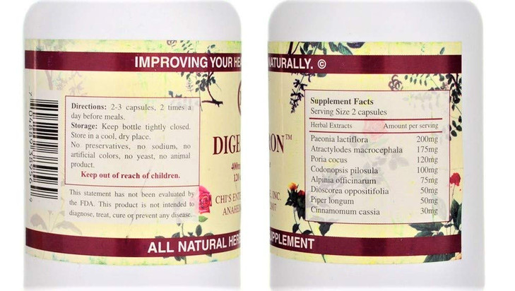 Chi's Enterprise Digestron 450mg/capsule, 120 capsules