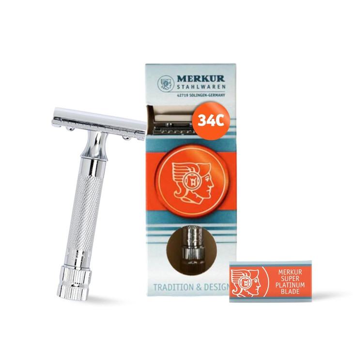 Merkur Mk34c Double Edge Razor with Heavy Duty Short Handle