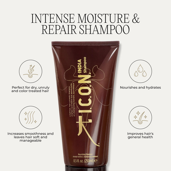 K I.C.O.N. I.C.O.N. India Shampoo, Moisturizing & Revitalizing Shampoo for All Hair Types, Enhances Volume, Adds Softness and Shine, Professional Sal