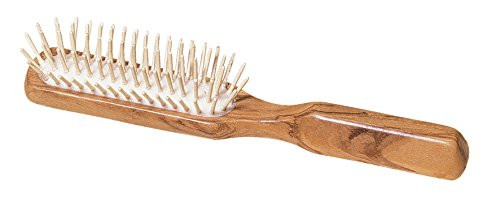 Redecker Maple Pin Wooden Hairbrush with Oiled Olive Wood Handle, 8-1/8-Inches
