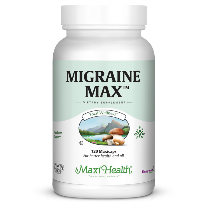 Maxi Health Migraine Max| Powerful Migraine Relief | 100% Natural | 120 Easy-To-Swallow Capsules Kosher-Certified