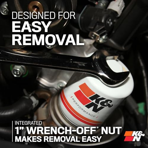 K&N Premium Oil Filter: 20,000 Mile Engine Protection with Wrench Off Nut: Compatible with Select MAZDA/FORD/LINCOLN/DODGE Vehicle Models (See Produc