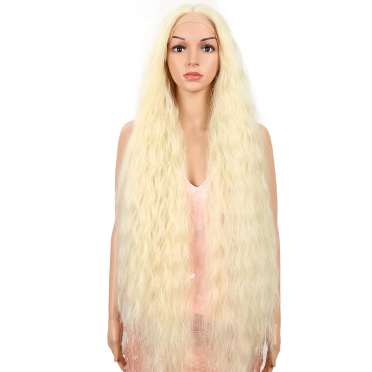 Style Icon 41 Lace Front Wigs Long Wavy Synthetic Wigs with Baby Hair Half Hand Tied 130% Density Wigs (41", 613)