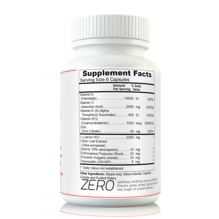 Cold Sore treatment Supplements control the Outbreaks cold sore blister L -lysine, Olive Leaf, Pancreatin, B12 Vitamin C, B-Complex, Prunella Vulgari