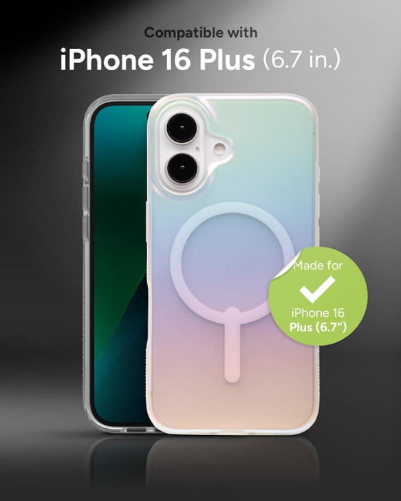 ZAGG Milan Snap iPhone 16 Plus Case - Color Changing Finish, MagSafe & Wireless Charging Compatible, Matte Iridescent Finish, 13ft Drop Protection, G
