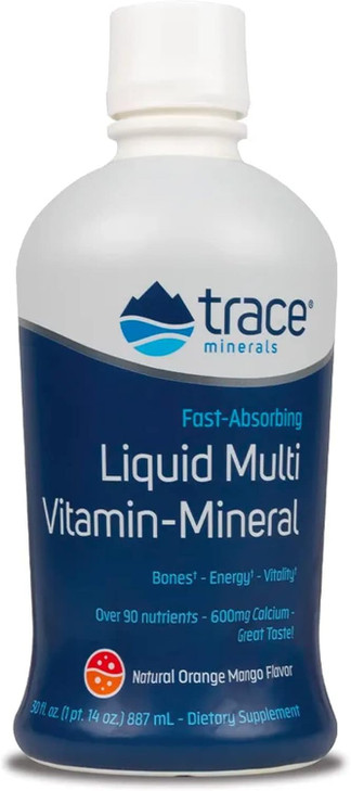 Trace Minerals Liquid Multi Vitamin-Mineral - Liquid Vitamin Supplement for Daily Health Support - Energy Support - Bone Health - Gluten-Free - Orang