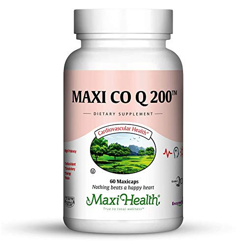 Maxi Health COQ10 200mg Capsules  200mg Coenzyme Q10 for Heart & Energy Support  Kosher Certified CO Q 10 Supplement  Non-GMO and Gluten-Free Hear