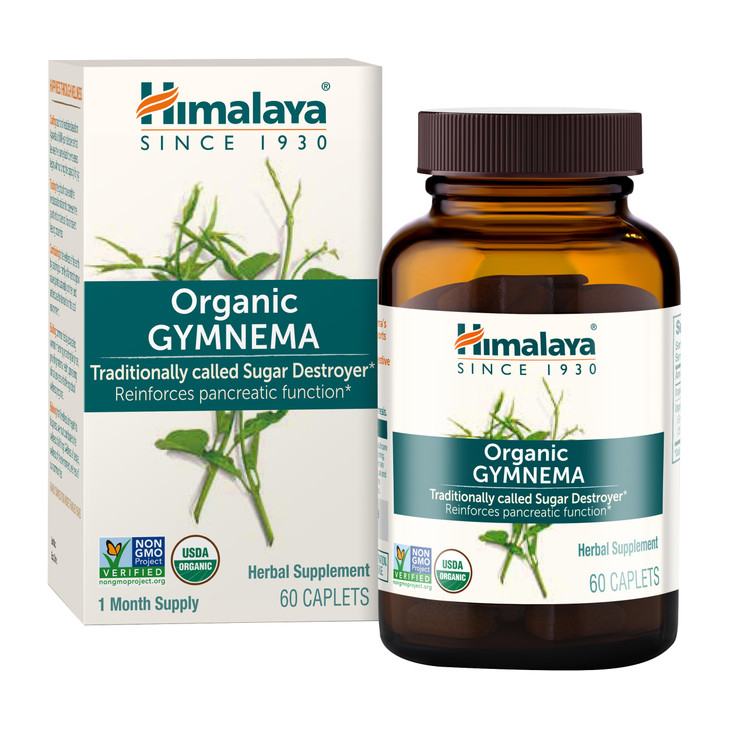 Himalaya Organic Gymnema Sylvestre - Herbal Glucose Metabolism Support - USDA Organic, Non-GMO, Vegan, Gluten Free, 700 mg, 60 Caplets (Pack of 2)