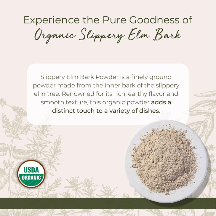 Starwest Botanicals Organic Slippery Elm Bark Powder - Traditional Herb for Tea & Recipes, Enjoy with Milk & Sweetener, Certified Kosher, Non-GMO - B