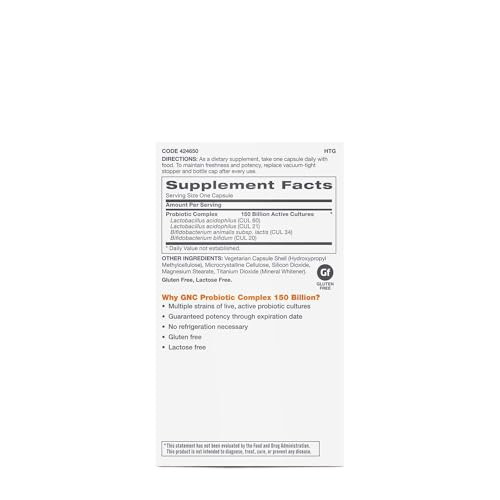 GNC Probiotic Complex Extra Strength with 150 Billion CFUs, 20 Capsules, Daily Probiotic Support