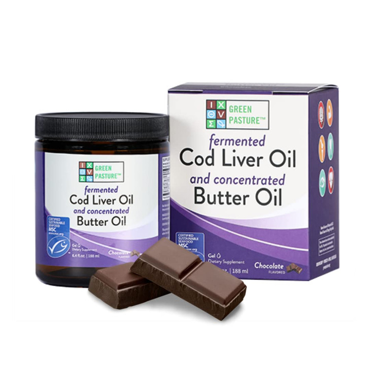 Green Pasture Butter Oil/Fermented Cod Liver Oil Blended Gel - 6.4 oz.- (Chocolate)
