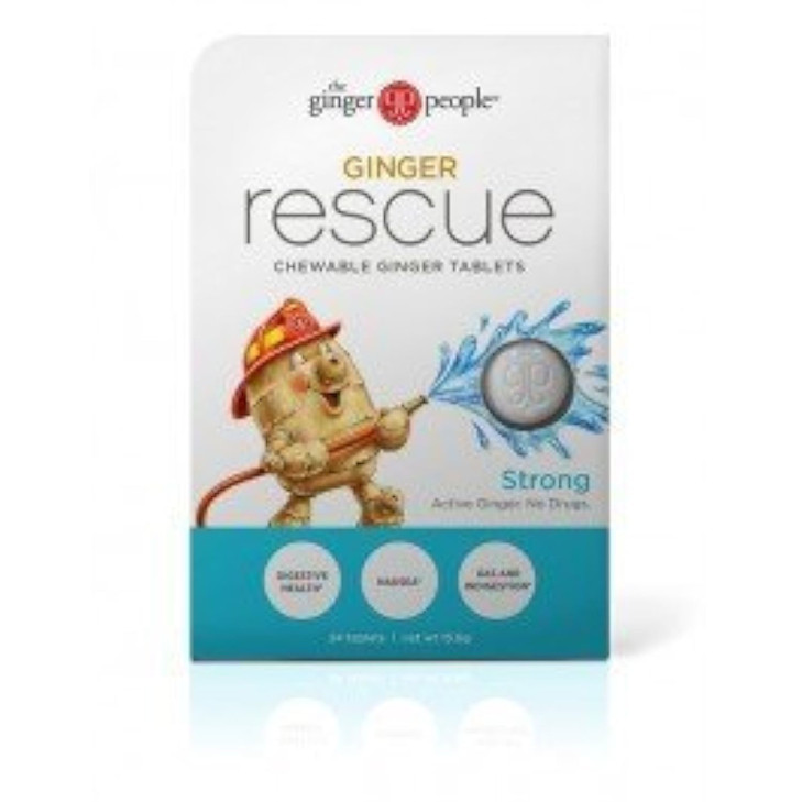 Ginger Rescue® Chewable Tablets by The Ginger People®  Drug Free Digestive Health, 5.5 oz Chewable Tablets, Strong Ginger Flavor, 0.55 Oz, 10 Count