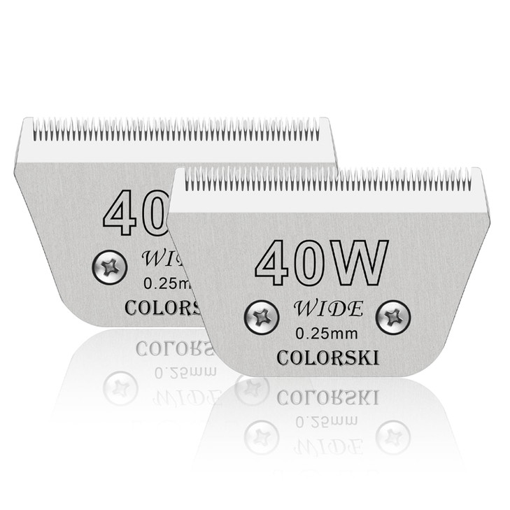 colorski 2 Pack Detachable Pet Dog Grooming Blades-Size 40W Dog Grooming Wide Blade,Cutting Length 1/100",Compatible with Andi-s,Oster A5,Wahl km10 C