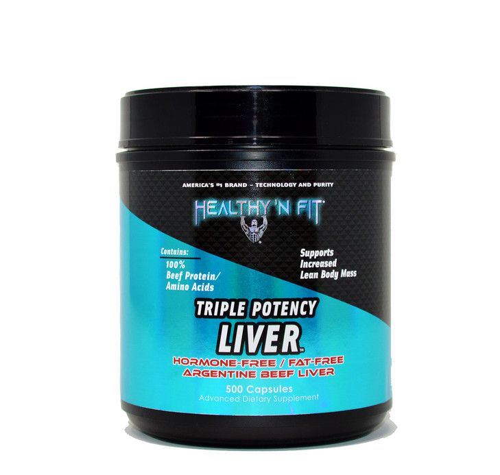 Healthy 'N Fit Triple Potency Liver (500 Capsule Mega-Value) - Pure Argentine Desiccated Beef Liver. Grass Fed, Hormone Free, Pasture Raised, No Fill
