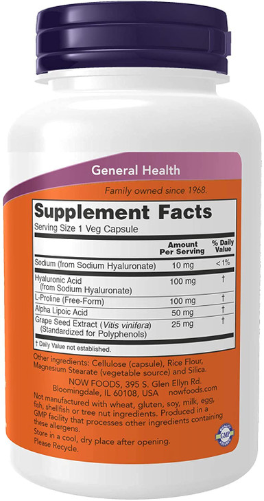 NOW Foods - Hyaluronic Acid 100 mg - 120 Veg Capsule (Pack of 2)