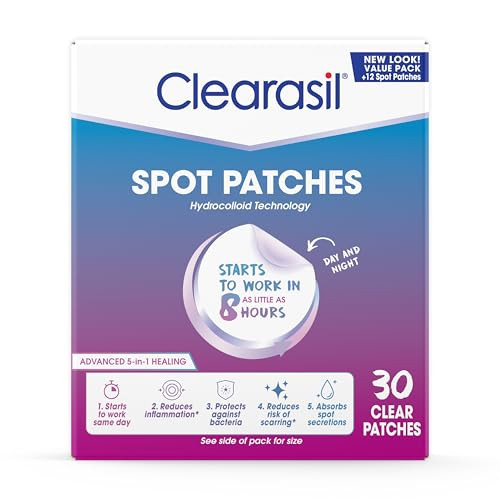 Clearasil Stubborn Acne Overnight Spot Pimple Patches, 18 Count (Pack of 6)