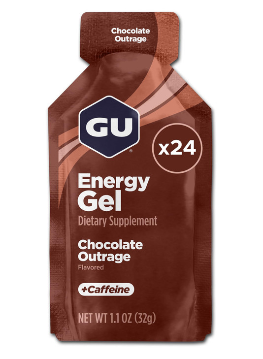 GU Energy Original Sports Nutrition Energy Gel, Chocolate Outrage, 24 Count Box