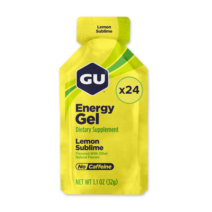 GU Energy Original Sports Nutrition Energy Gel, Vegan, Gluten-Free, Kosher, and Dairy-Free On-the-Go Energy for Any Workout, 24-Count, Lemon Sublime
