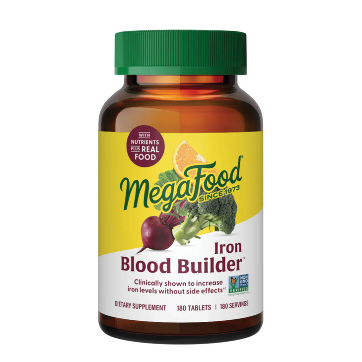 MegaFood Blood Builder Iron Supplement for Women & Men - Increase Iron Levels Without Side Effects - Combats Fatigue - with Vitamin B12, Folic Acid &