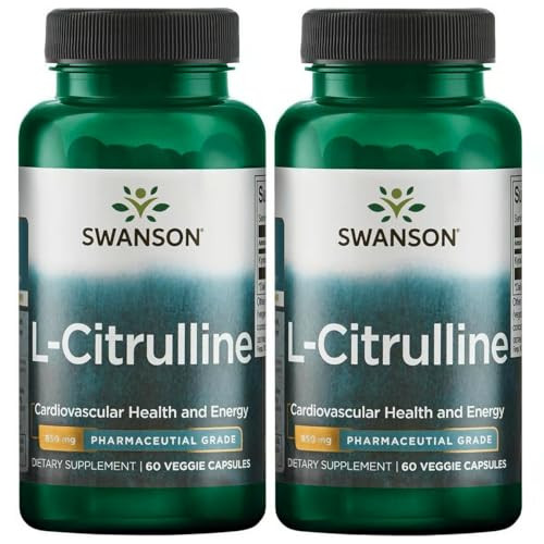 Swanson L-Citrulline - Natural Supplement Promoting Cardiovascular Health & Energy Support - Helps Increase Circulation - (60 Capsules, 850mg Each) (