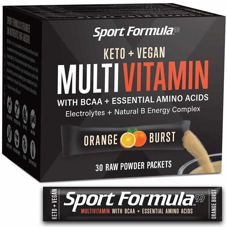 Vegan Superfood Daily Keto MultiVitamin for Men and Women BCAA BCCA Amino Acid Powder Packets Orange Mix Won't Upset Your Stomach Powdered Digestive