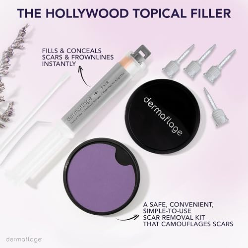 Dermaflage Scar Filler Kit - Fair- Deep Scar Cover and Waterproof Concealer for Acne Scars Wrinkles, and Ice Pick Scars Makeup, 1 mo supply
