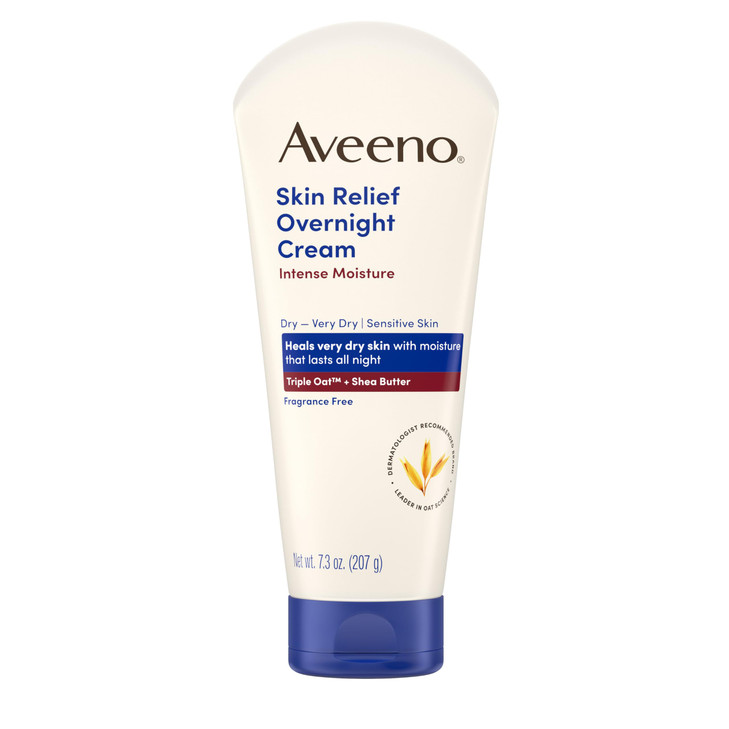 Aveeno Skin Relief Overnight Intense Moisture Cream with Triple Oat Complex & Natural Shea Butter, Therapeutic Dimethicone Skin Protectant for Dry It