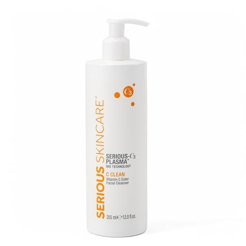 Serious Skincare Hydrating C Clean Facial Cleanser, Gentle Face Wash with Anti-Aging Vitamin C and E, Hydrolyzed Collagen, Botanical Extracts, 12 FL