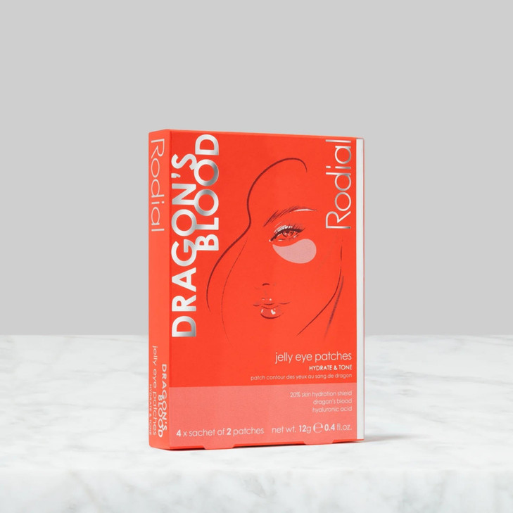 Rodial Dragons Blood Jelly Eye Patches (4 Sachets), Hydrating Under-Eye Patches for Firmness & Elasticity, with Hyaluronic Acid & Dragons Blood, Ma